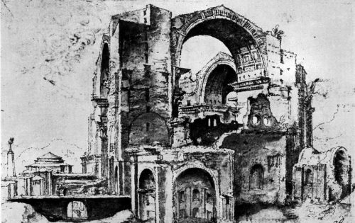 Marten van Heemskerck 1535-ben készített rajza az építési területről
